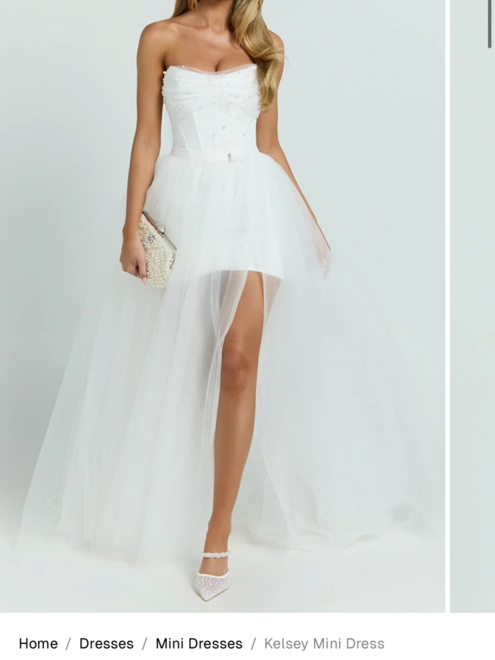 Showpo White Strapless Tulle Wedding Dress